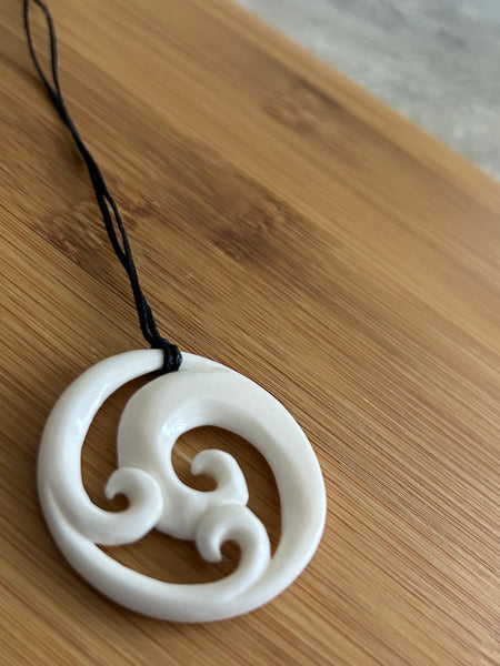 Bone Triple Koru Pendant