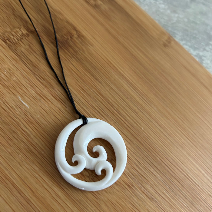 Bone Triple Koru Pendant