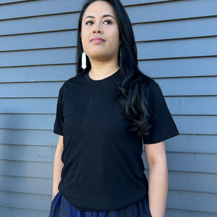 Embroidered Taniko Hou Tee - Black