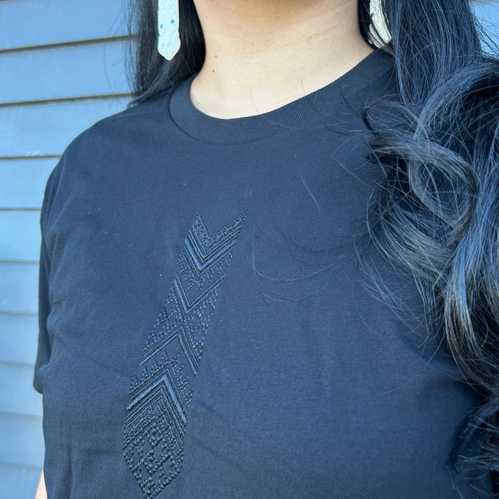 Embroidered Taniko Hou Tee - Black