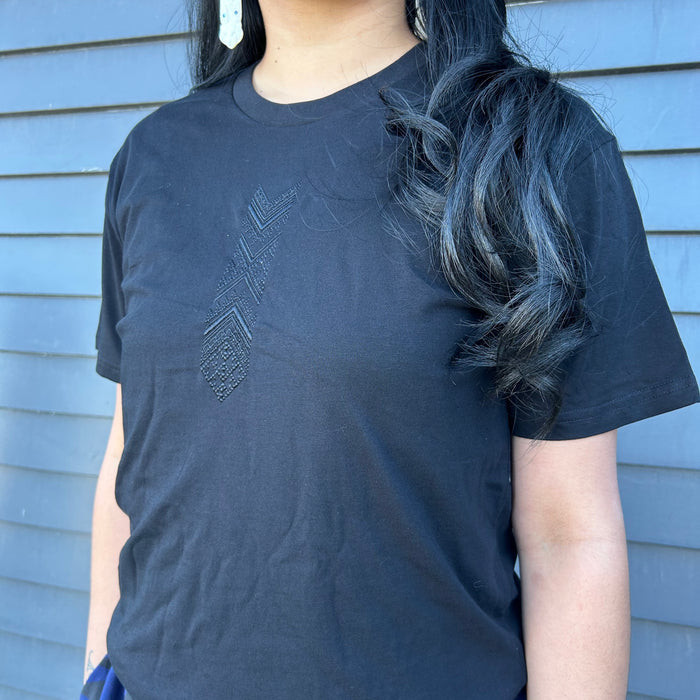Embroidered Taniko Hou Tee - Black