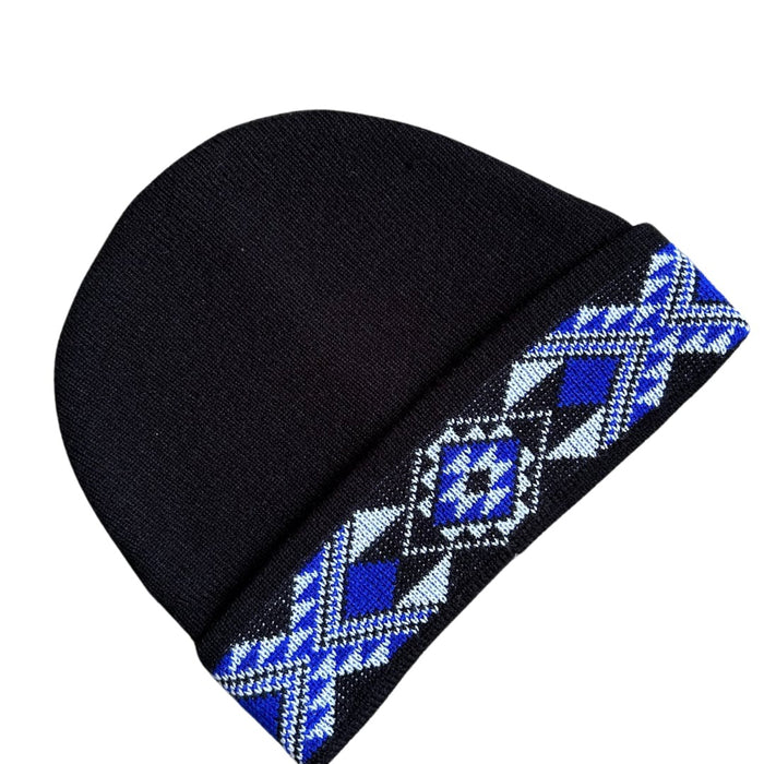 Beanie with Royal Blue Taniko