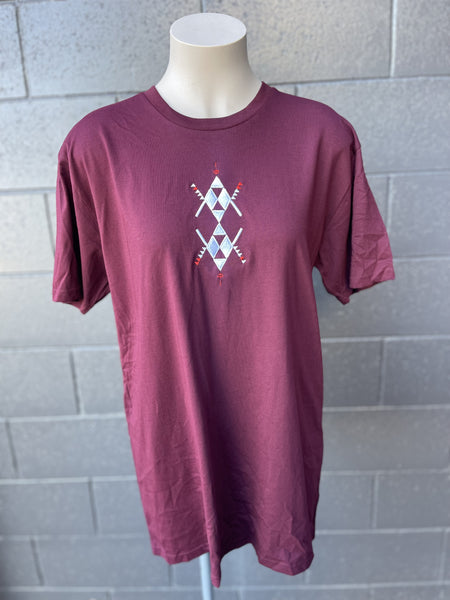 Rangitāmiro Embroidered Tee - Burgundy