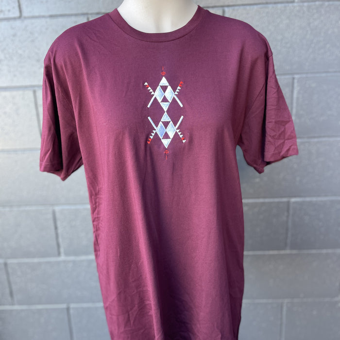 Rangitāmiro Embroidered Tee - Burgundy