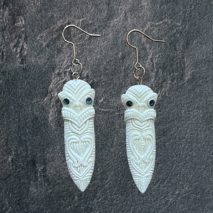 Bone Tiki Taiaha Earrings