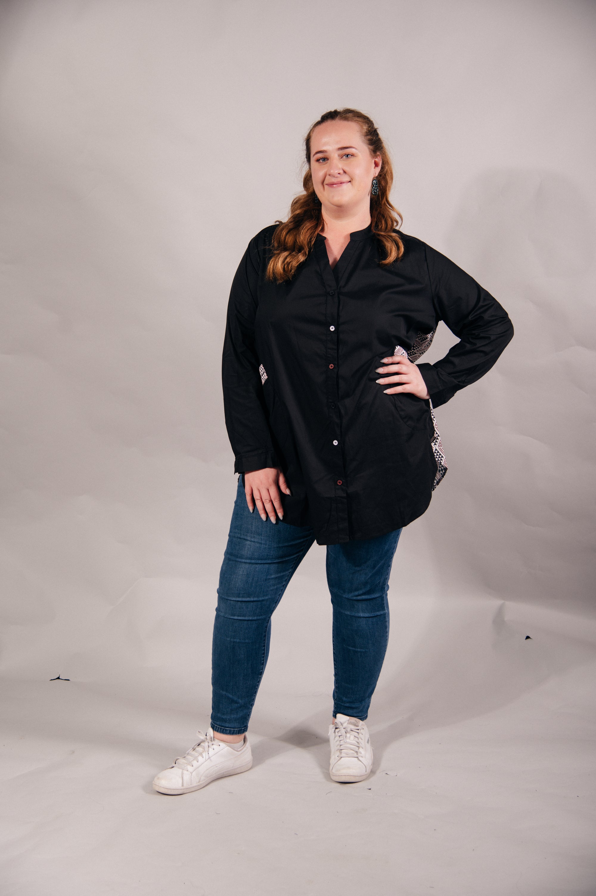 Pre Order Waharua Kōpito Cotton Button Shirt - Black