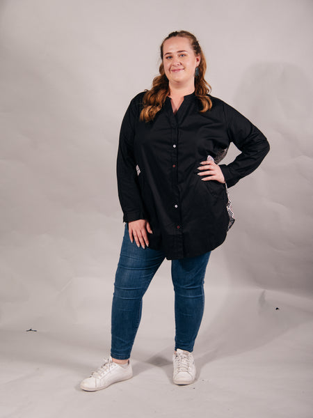 PRE ORDER Waharua Kōpito Cotton Button Shirt - Black