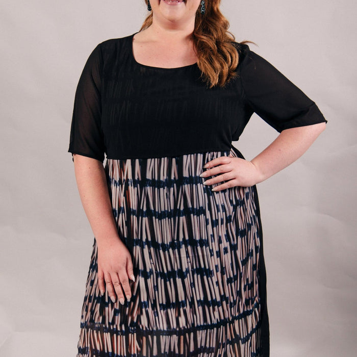 Piupiu Print Dress With Splits And Ties