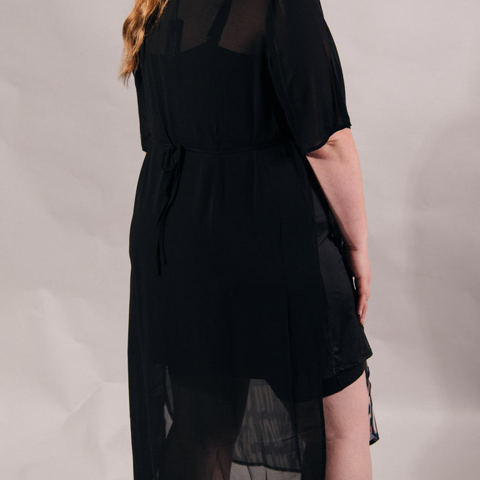 Piupiu Print Dress With Splits And Ties