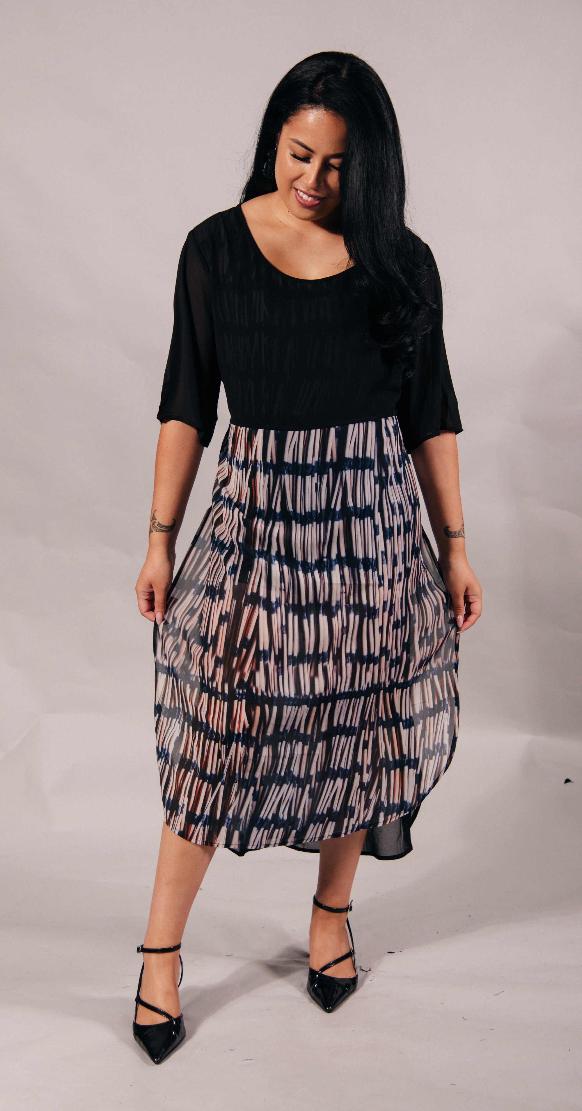 Pre Order Piupiu Print Dress With Splits And Ties