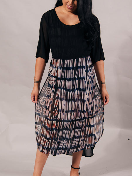 Piupiu Print Dress With Splits And Ties