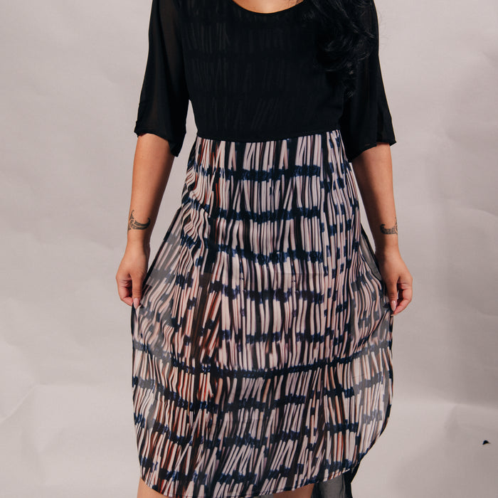 Piupiu Print Dress With Splits And Ties