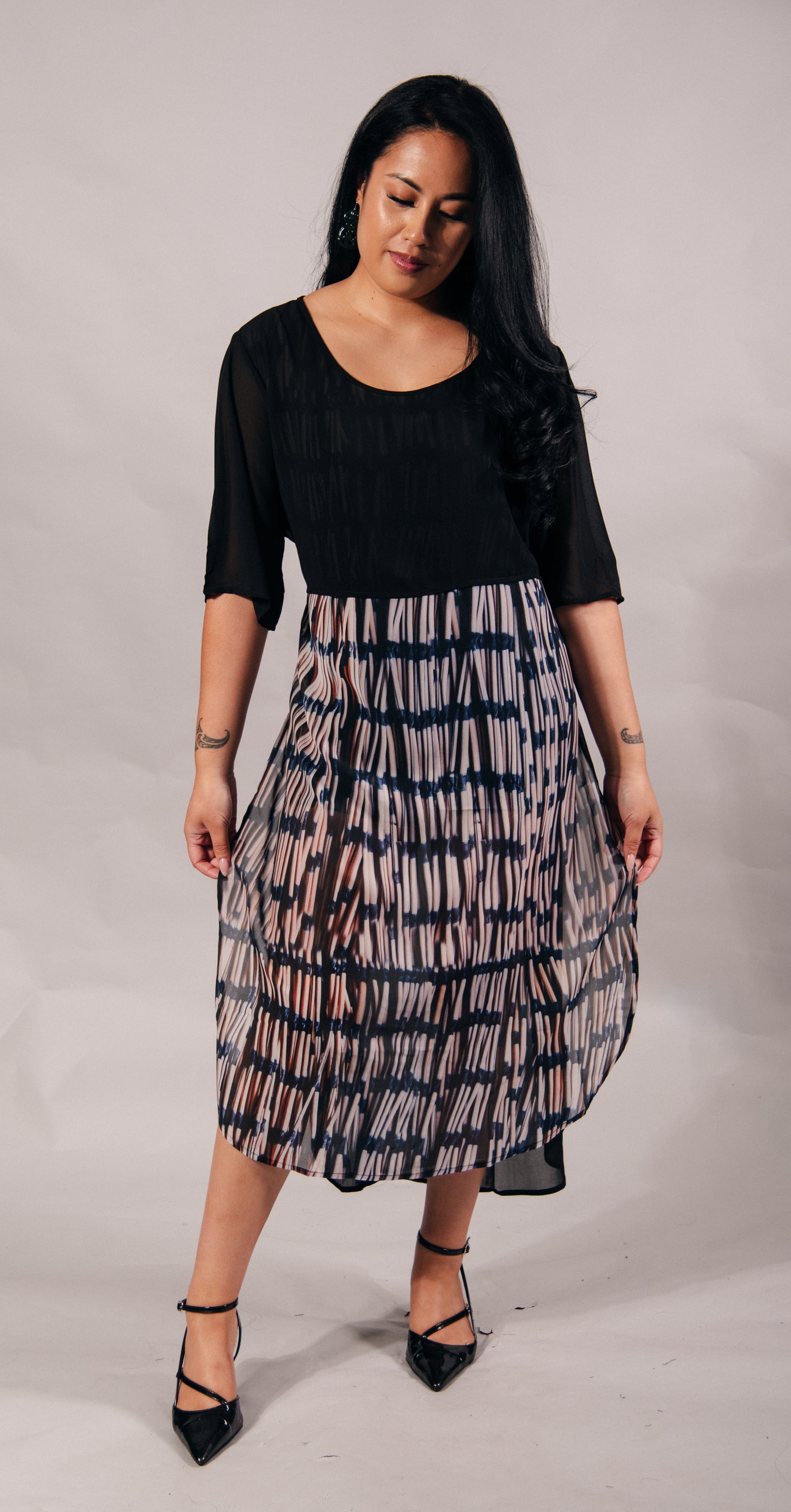 Pre Order Piupiu Print Dress With Splits And Ties