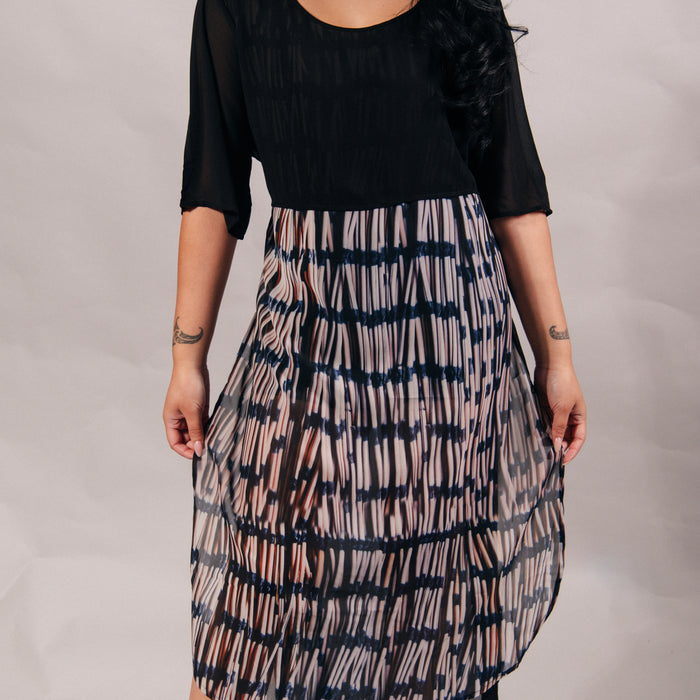 Piupiu Print Dress With Splits And Ties