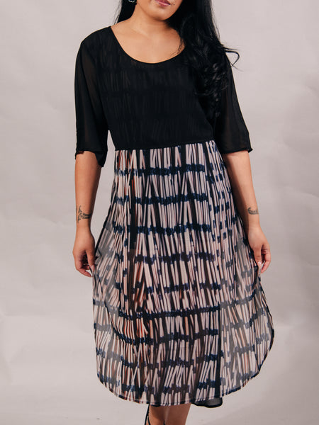 Piupiu Print Dress With Splits And Ties