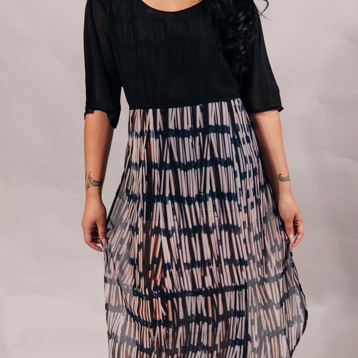 Piupiu Print Dress With Splits And Ties
