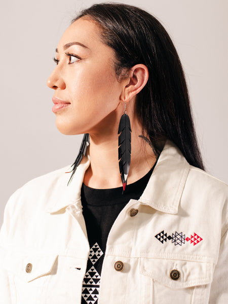 Pīata Triple Feather Xtra Long Earrings