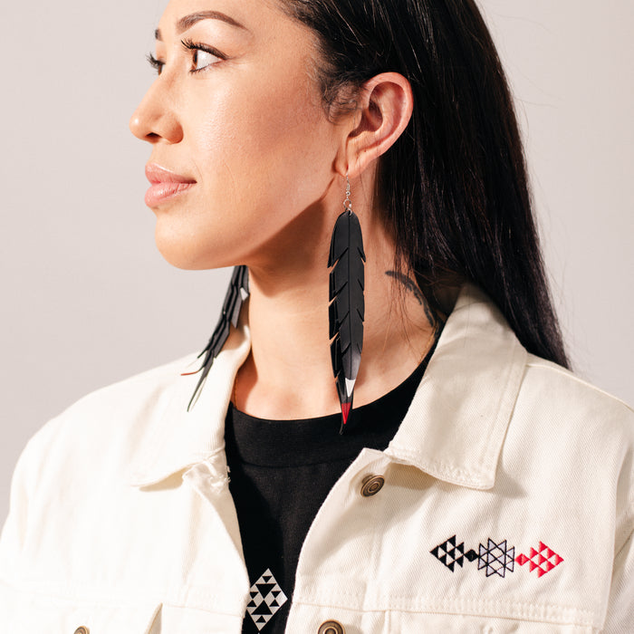 Pīata Triple Feather Xtra Long Earrings