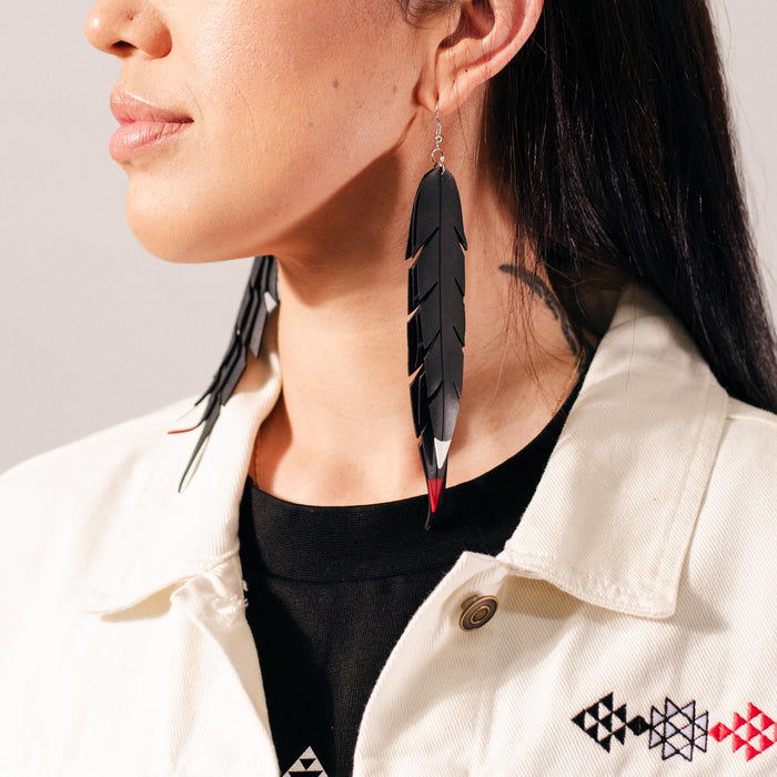 Pīata Triple Feather Xtra Long Earrings