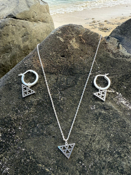 Silver Niho Earring & Pendant Set