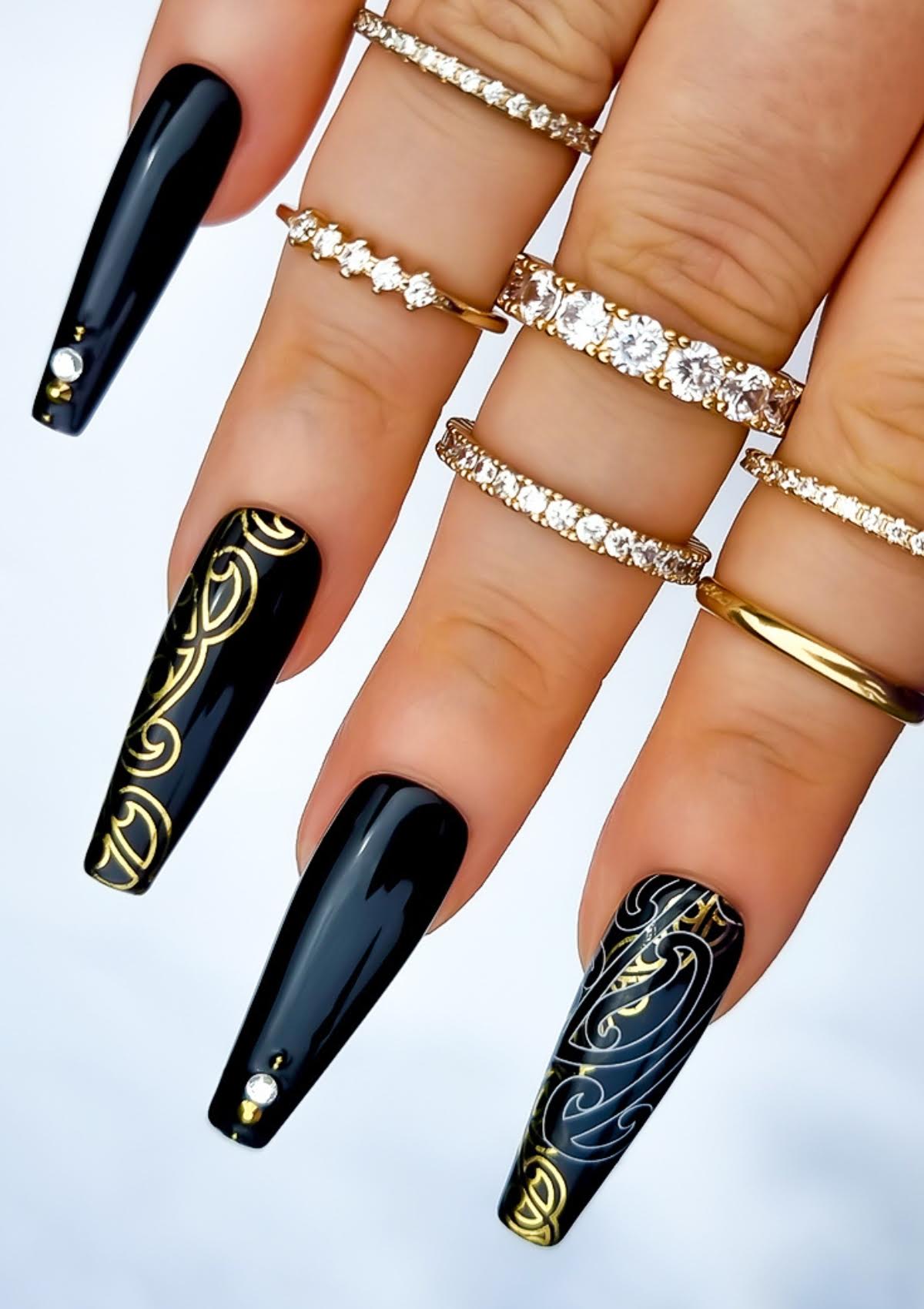 Black &amp; White Nail Transfer Tattoos