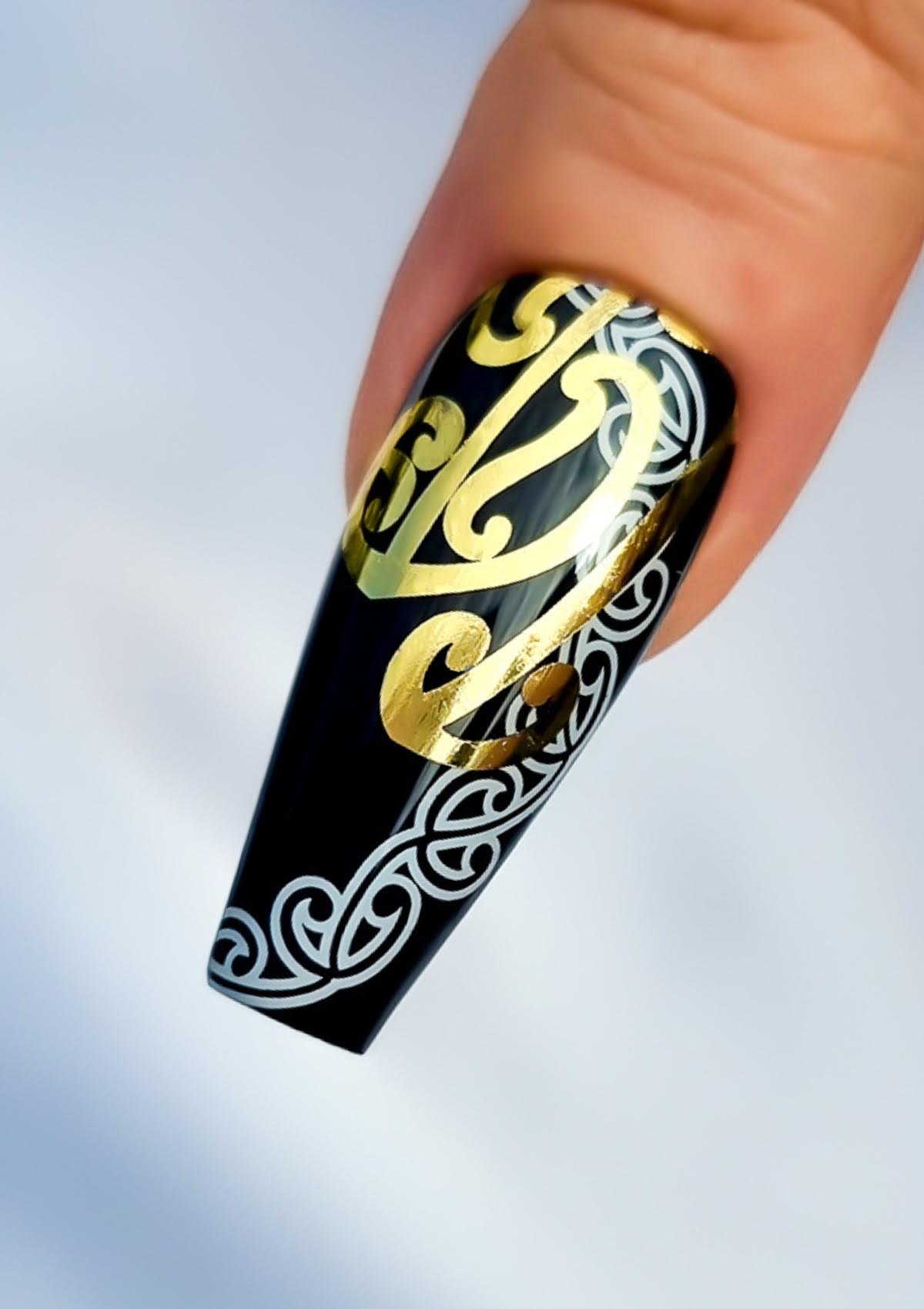 Black &amp; White Nail Transfer Tattoos