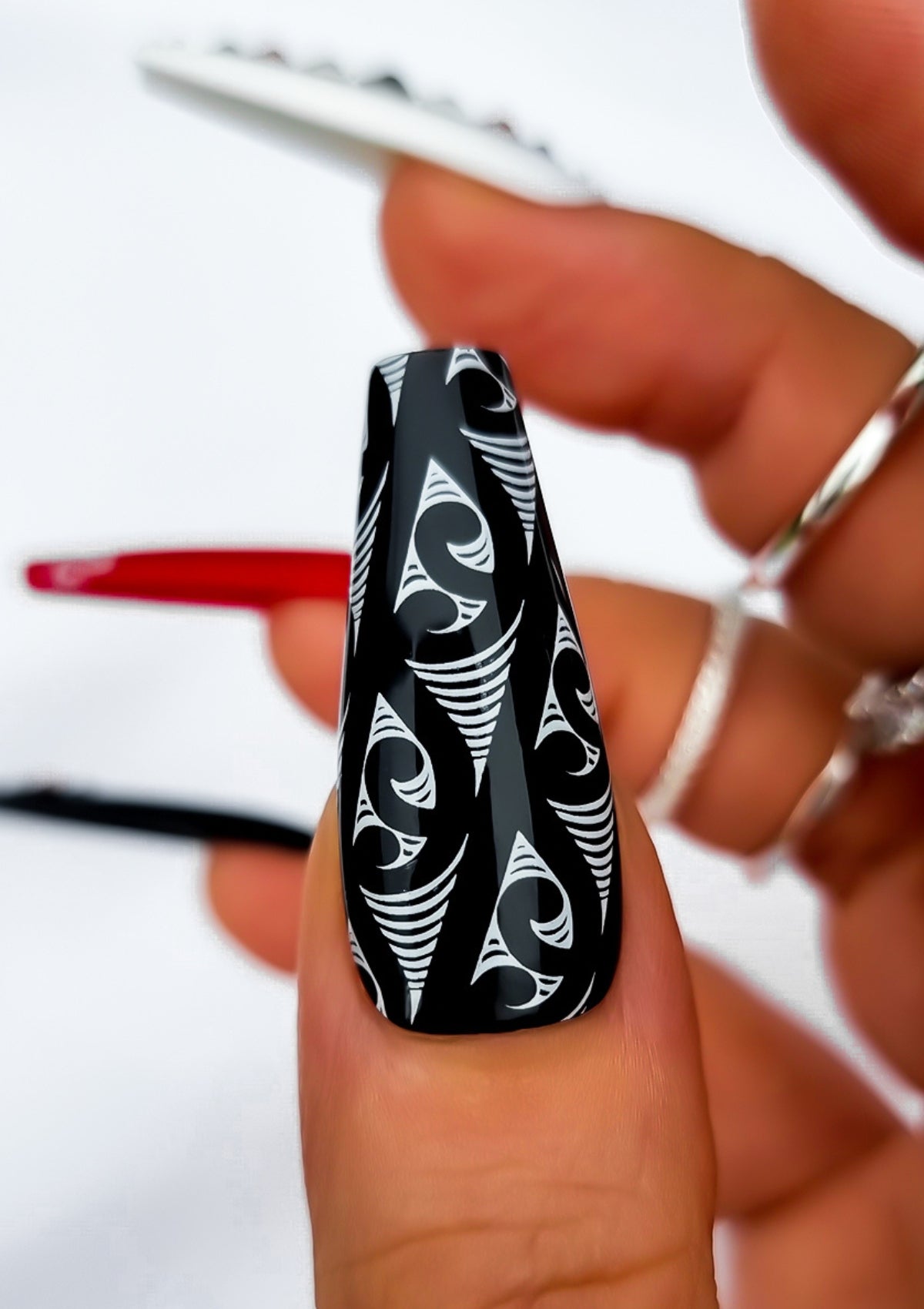 Black &amp; White Nail Transfer Tattoos